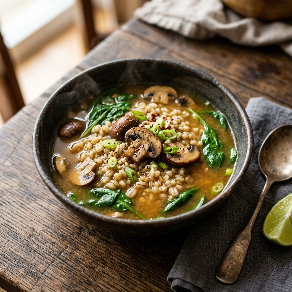 Miso-Mushroom Barley Soup